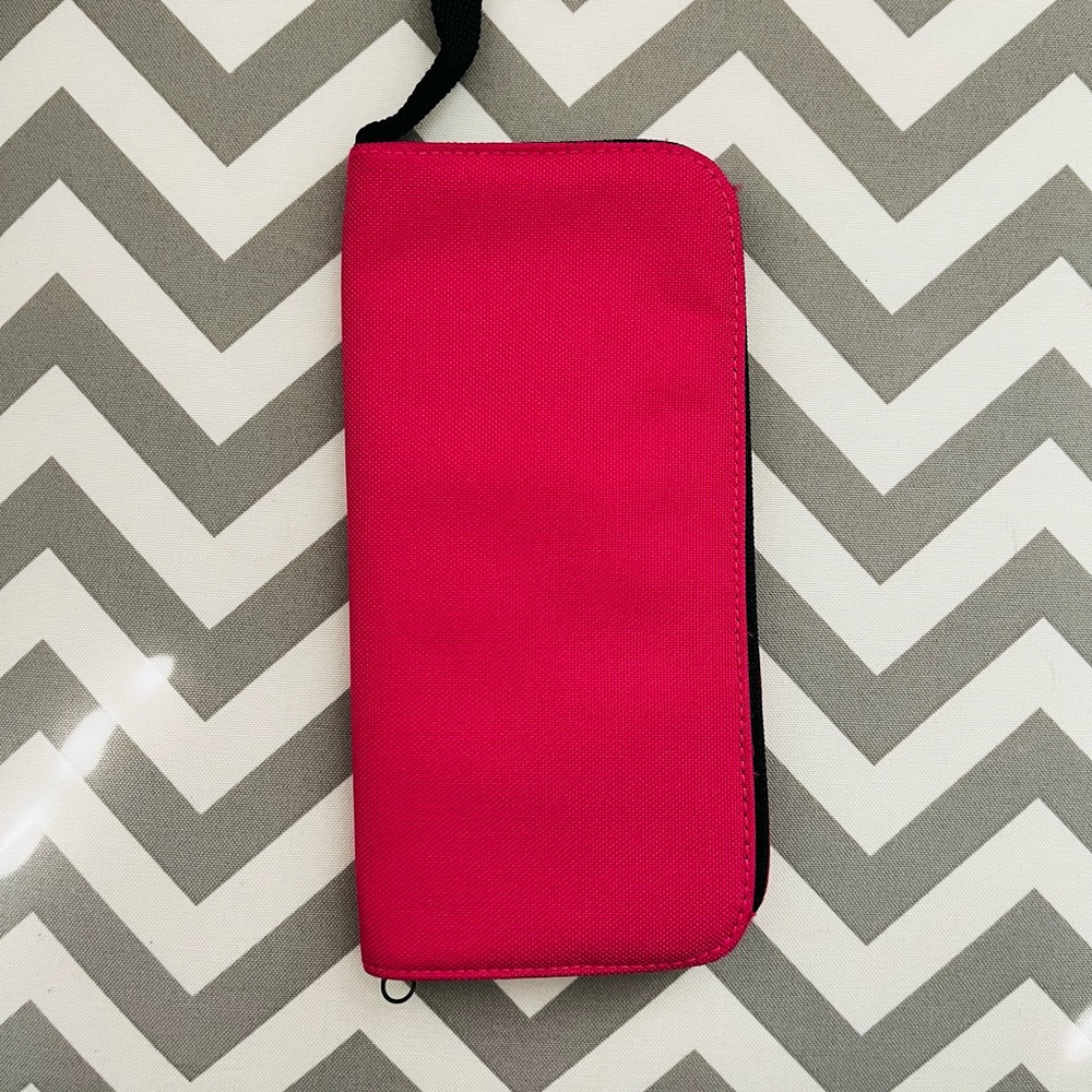 Hot Pink Canvus Wallet/Passport Holder with all around zipper Closure